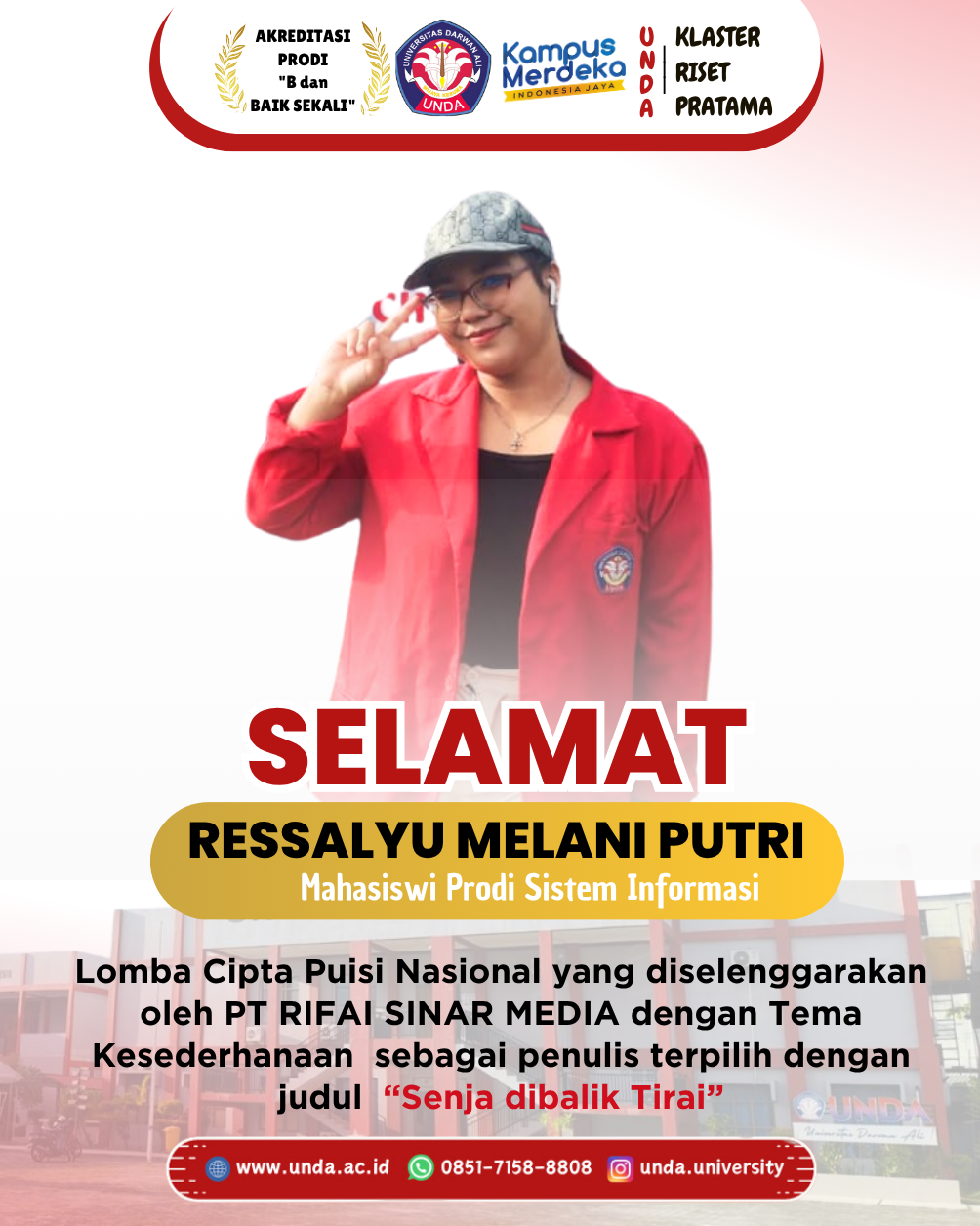 Mahasiswi Sistem Informasi Universitas Darwan Ali Raih Prestasi di Lomba Cipta Puisi Nasional