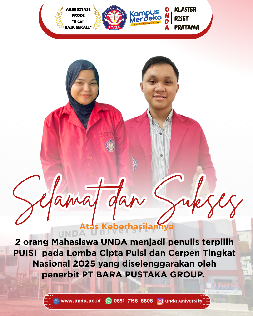 Mahasiswa UNDA Terpilih sebagai Penulis Puisi Terbaik di Ajang Nasional 2025