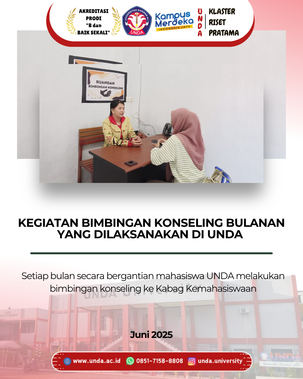 UNDA Gelar Kegiatan Bimbingan Konseling Bulanan untuk Mahasiswa