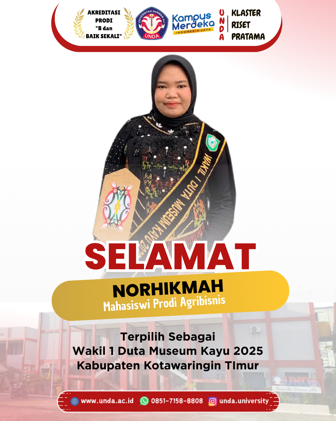 Mahasiswa UNDA Sukses Raih Prestasi dalam Pemilihan Duta Museum Kayu 2025 Kabupaten Kotawaringin Timur
