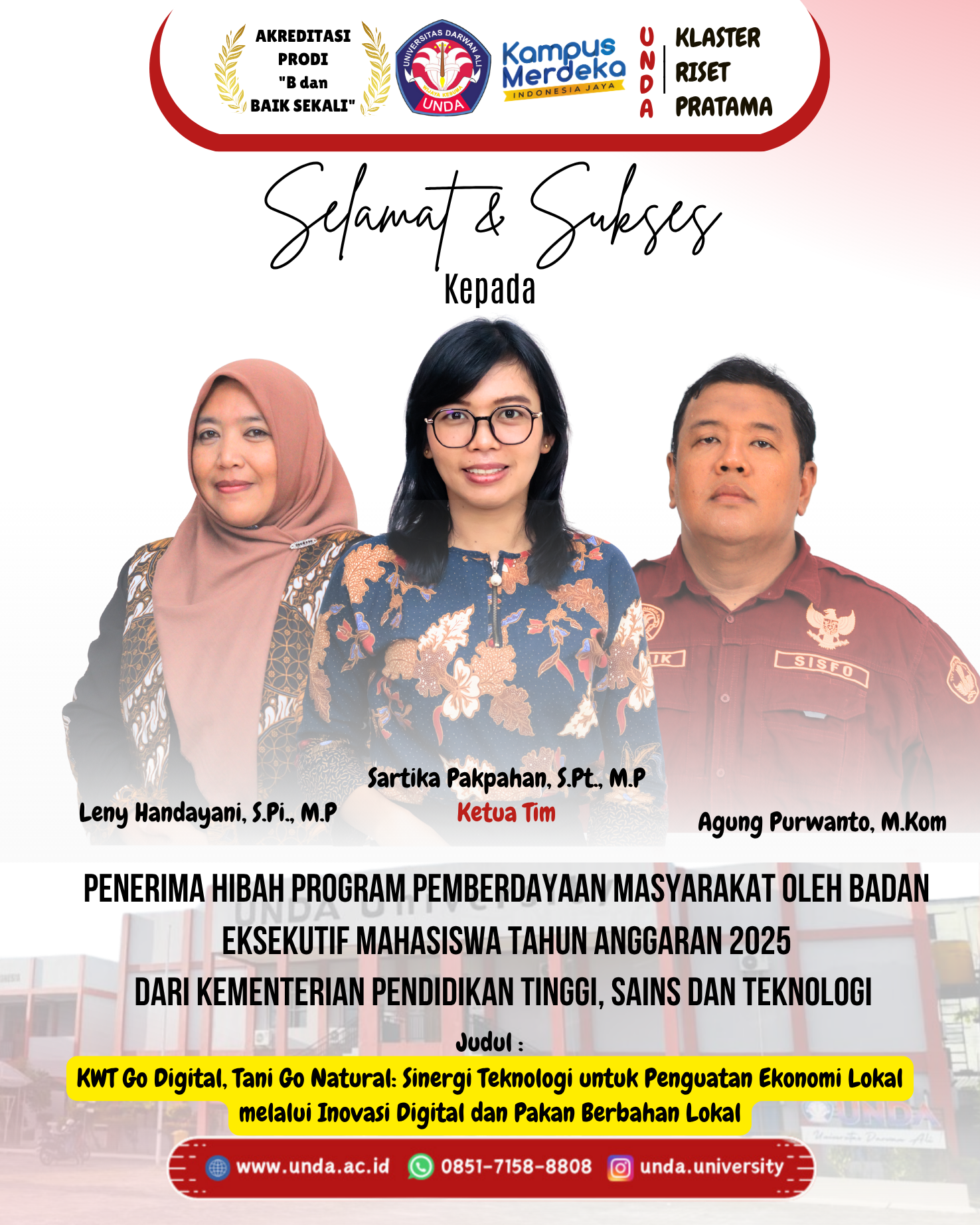 Tim Dosen Universitas Darwan Ali Raih Hibah Program Pemberdayaan Masyarakat dari Kemdiktisaintek Tahun 2025