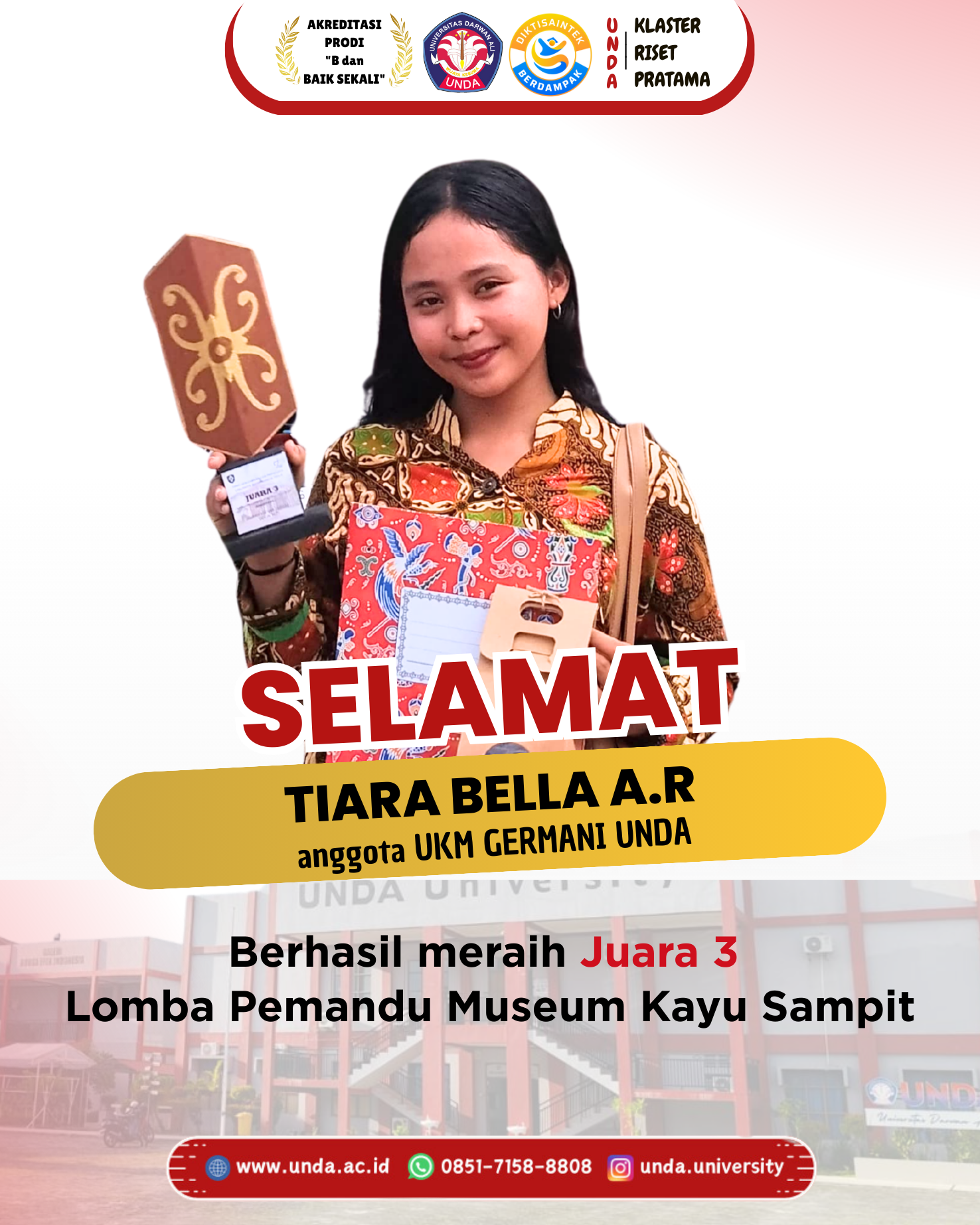 Mahasiswa UNDA Raih Juara 3 Lomba Pemandu Museum Kayu Sampit