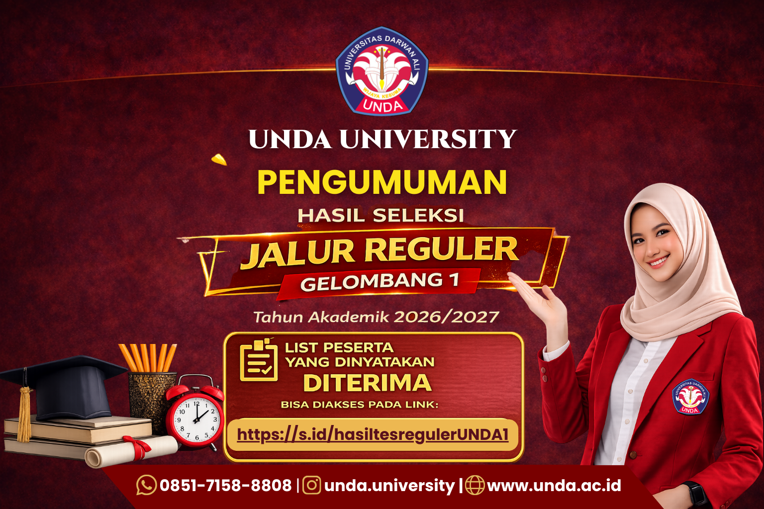 Pengumuman Hasil Seleksi PMB Reguler Gelombang 1