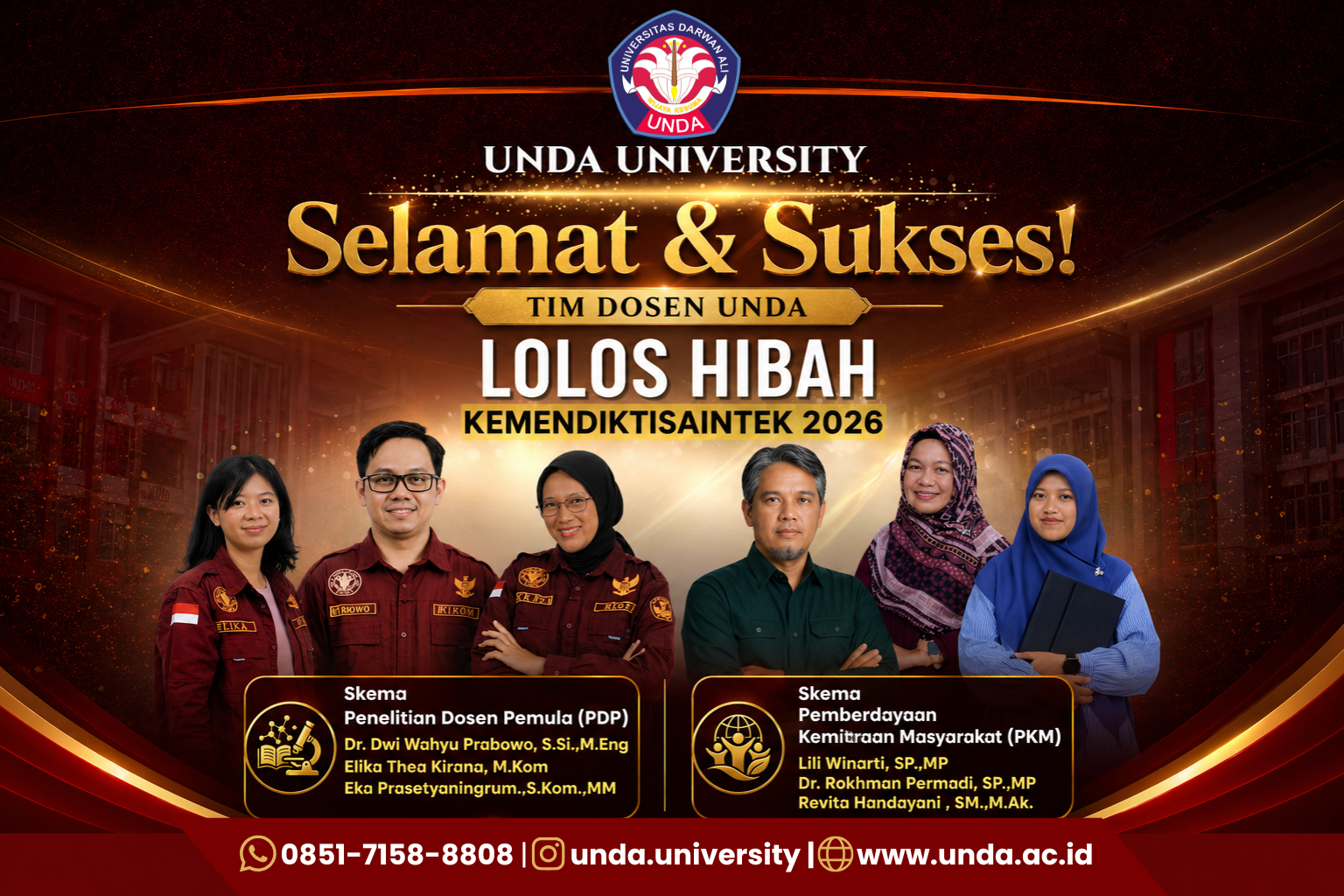 Dosen UNDA Lolos Hibah Nasional Kemendiktisaintek 2026 melalui Skema PDP dan PKM