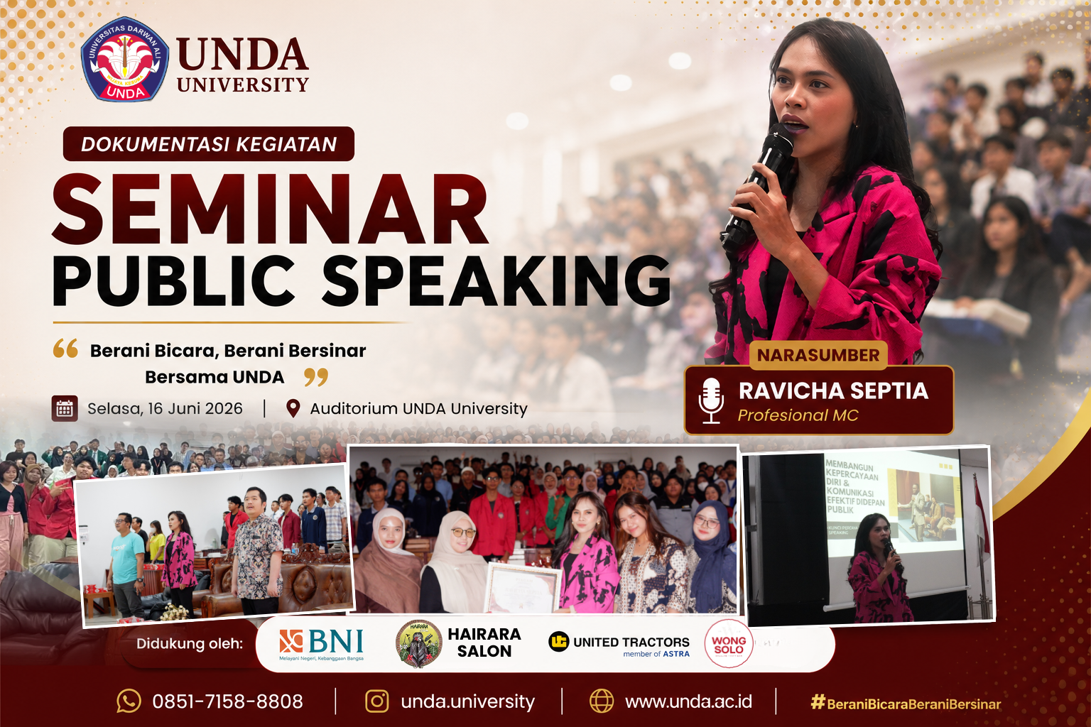 UNDA Jadi Ruang Bertumbuh Generasi Muda, Ratusan Peserta Hadiri Seminar Public Speaking