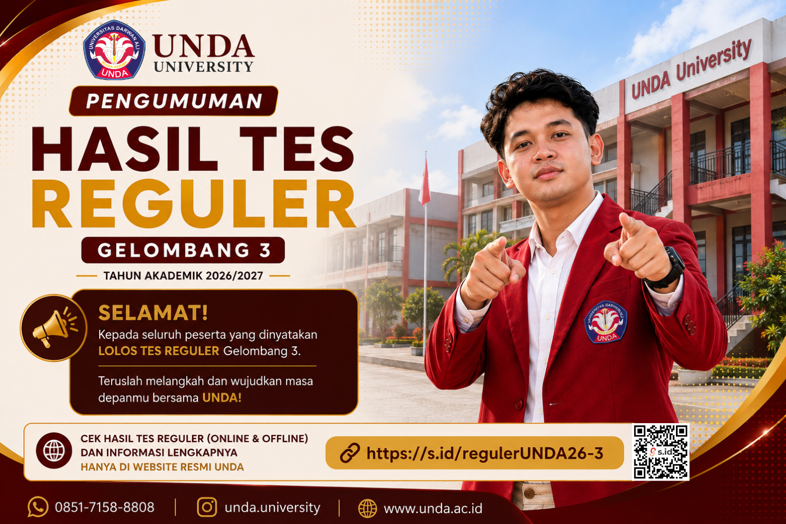 Hasil Tes PMB Reguler Gelombang 3 UNDA University Resmi Diumumkan, Saatnya Wujudkan Mimpi Kuliah Bersama UNDA!