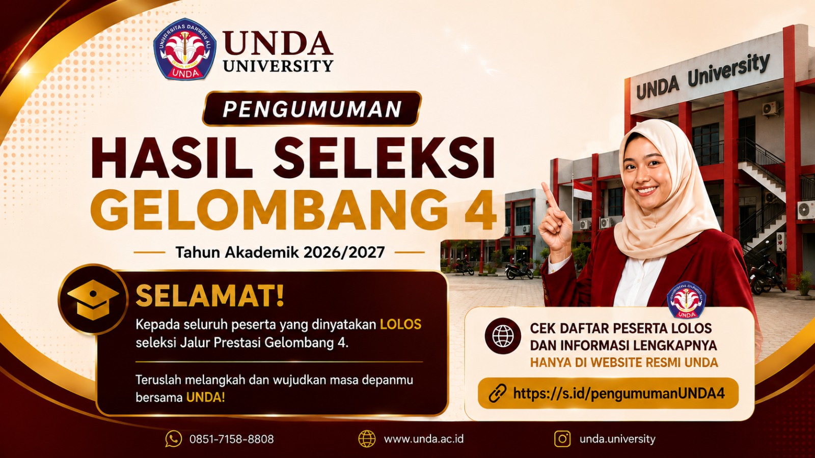 Hasil Seleksi PMB Gelombang 4 UNDA Resmi Diumumkan, Langkah Awal Wujudkan Impian Kuliah Bersama UNDA!